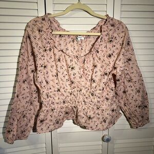 Madewell Floral Pink Women's Top Long Sleeve medium